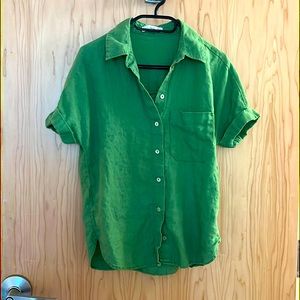Mango linen shirt green